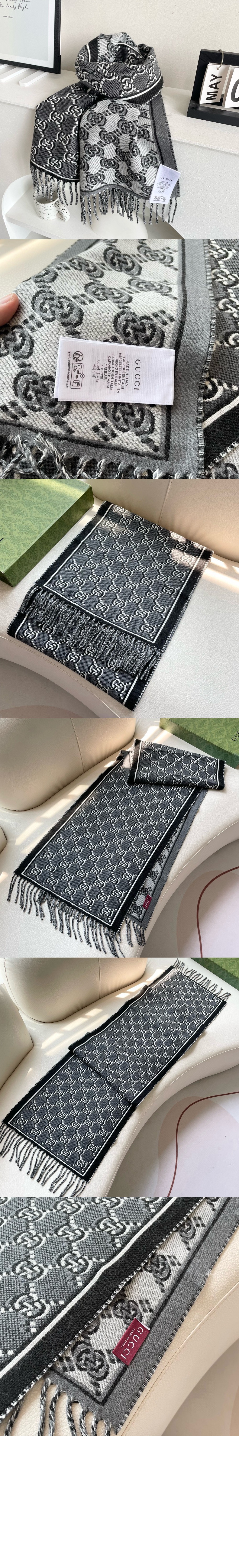 GG 섀도우 울 자카드 스카프 795276