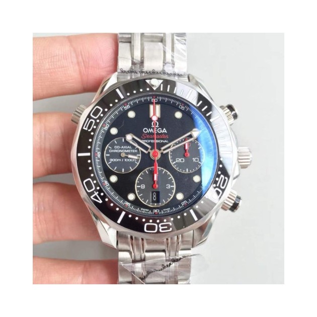 OMEGA 오메가 씨마스터 다이버 300M "크로노그래프44MM" 코-액시얼 래커 처리된 블랙 다이얼 오토매틱 무브먼트 omg0858 - Omega Seamaster Sporty Seamaster collection Date Diver 300M Co-Axal Chronograph Lacquered Black Dial Automatic Movement
