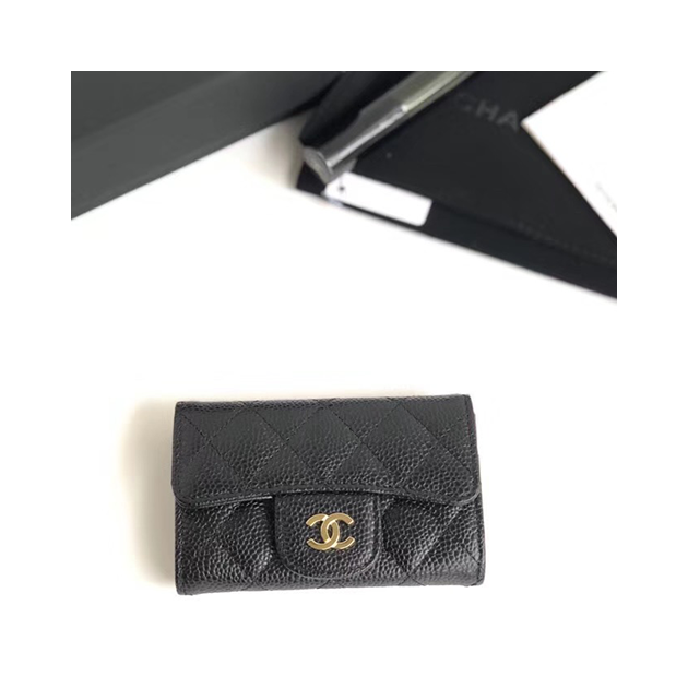 CHANEL 샤넬 카드지갑 캐비어 금장  A80799