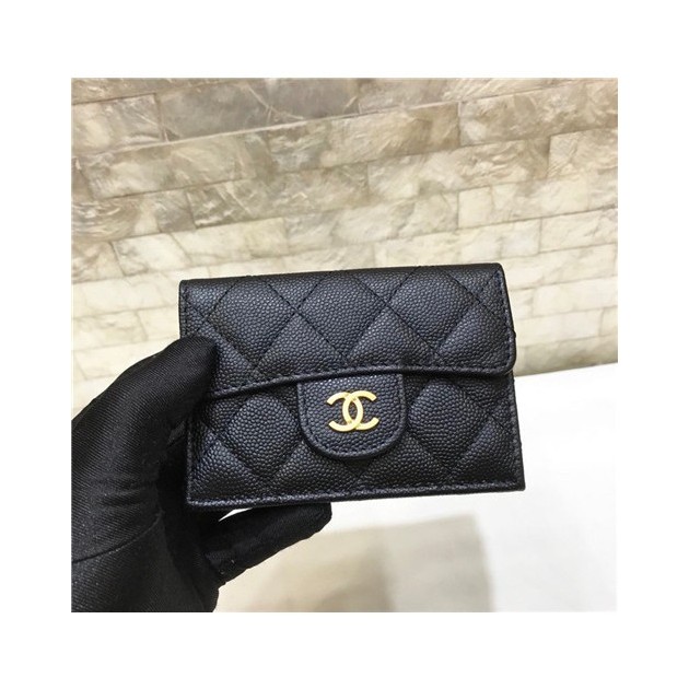 CHANEL 샤넬 캐비어 금장 지갑 C84401