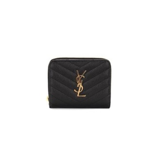 SAINT LAURENT 생로랑 캐비어 컴팩트 반지갑 (금장/은장)