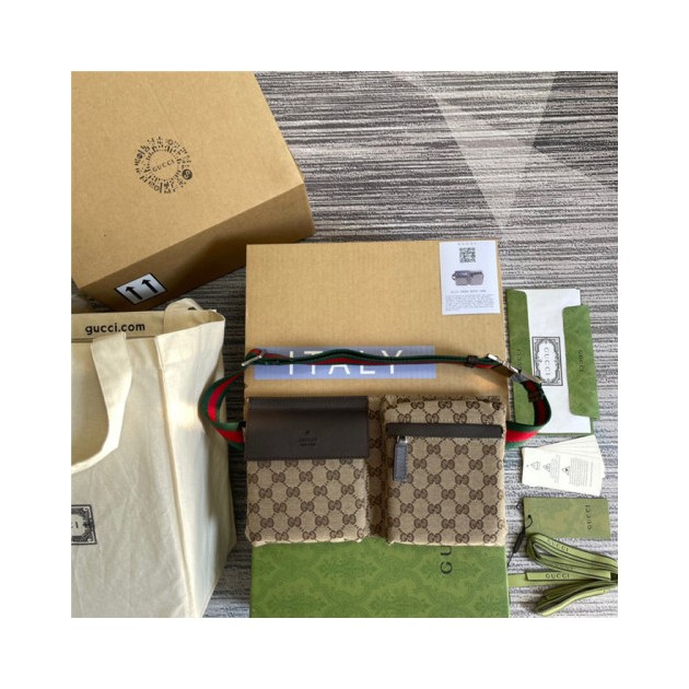 GUCCI 구찌 쟈가드 GG로고 투포켓 힙색