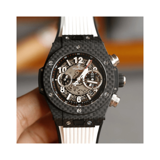 HUBLOT 위블로 빅뱅 유니코 카본 스켈레톤다이얼 블랙 화이트스트랩 411.HX.1170.RX