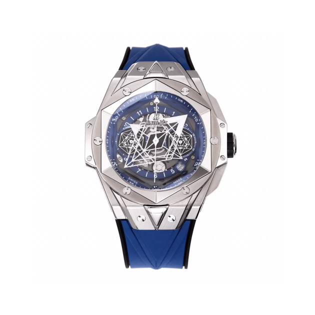 HUBLOT 위블로 빅뱅 상 블루 킹 크로노 실버 블루 스트랩 418.NX.1107.RX.MXM1