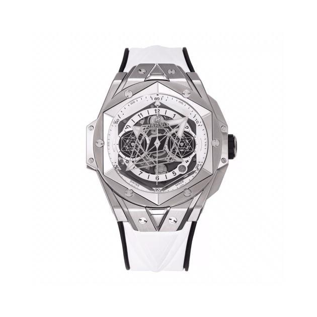 HUBLOT 위블로 빅뱅 상 블루 킹 크로노 실버 화이트 스트랩 418.NX.1107.RX.MXM1