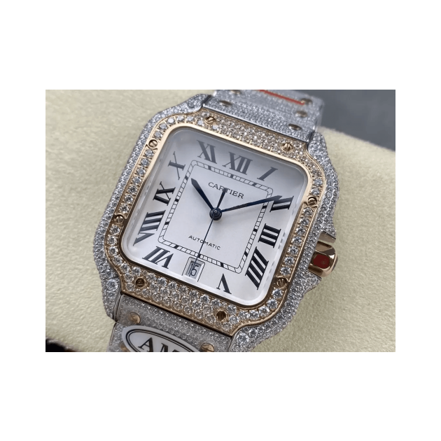 CARTIER 까르띠에 산토스 버스트다운 40mm 흰판