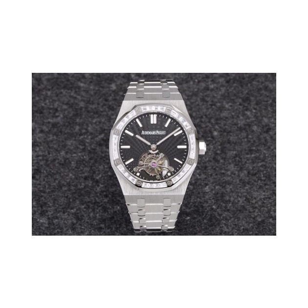 AUDEMARS PIGUET 오데마피게 로얄오크 뚜르비옹 스틸 다이아/쥬얼 베젤 블랙다이얼
