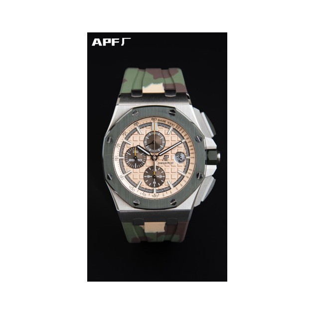 AUDEMARS PIGUET 오데마피게 로얄오크 오프쇼어 스틸 로즈골드다이얼 카모 러버밴드