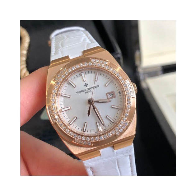 VACHERON CONSTANTIN 바쉐론 콘스탄틴 오버시즈 쿼츠 1205V 골드 러버밴드 여성용