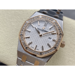 AUDEMARS PIGUET 오데마피게 로얄오크 흰판 콤비 다이아 베젤 33mm 여성용