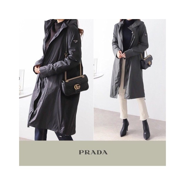 PRADA 프라다 24FW 코튼 본딩 레인 코트