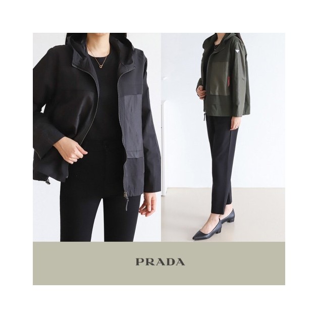 PRADA 프라다 패턴 블록 하이넥 재킷