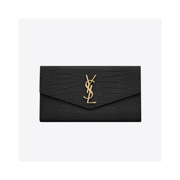 SAINT LAURENT 생로랑 업타운 샤이니 크로커다일 엠보 가죽 라지 장지갑 582124 2COLOR