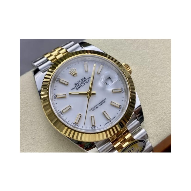 ROLEX 로렉스 데이저스트 화이트 스틱 다이얼 콤비 쥬빌레 41mm 126333-0016
