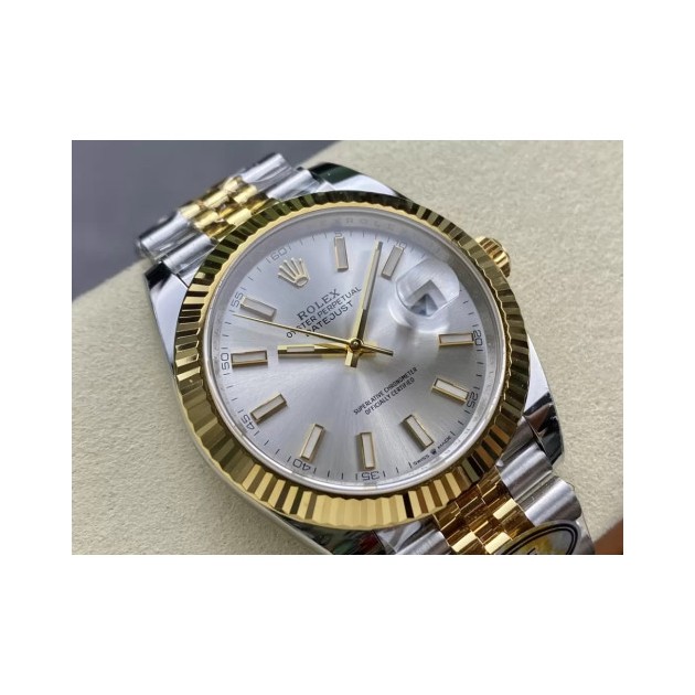 ROLEX 로렉스 데이저스트 실버 스틱 다이얼 콤비 쥬빌레 41mm 126333-0016