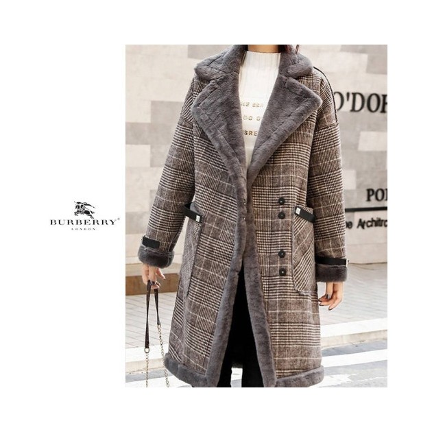 BURBERRY 버버리 체크 무스탕 코트