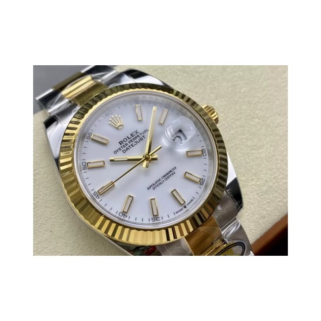 ROLEX 로렉스 데이저스트 화이트 스틱 다이얼 콤비 오이스터 41mm