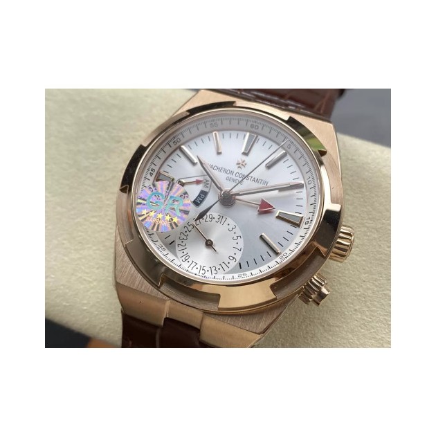 VACHERON CONSTANTIN 바쉐론콘스탄틴 오버시즈 듀얼 타임 실버 다이얼 가죽밴드 7920V