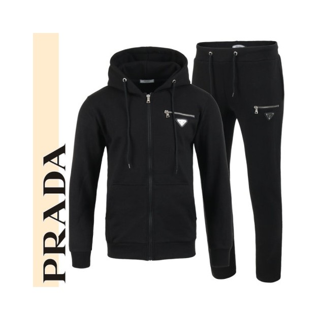 PRADA 프라다 지퍼 로고 후드 집업 셋트