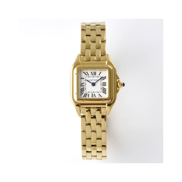 CARTIER 까르띠에 팬더 드 옐로우 골드 화이트 다이얼 쿼츠 메탈 시계 WGPN0038