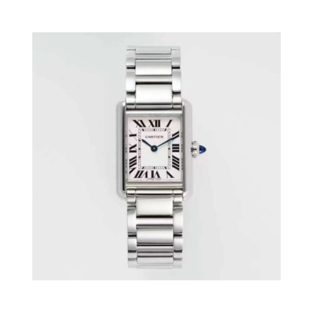 CARTIER 까르띠에 탱크 머스트 워치 29.5mm 화이트 다이얼 쿼츠 메탈 시계 WSTA0051