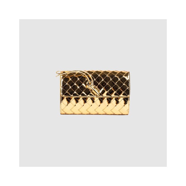 BOTTEGA VENETA 보테가베네타 라미네이트 라지 안디아모 플랩 지갑 741504