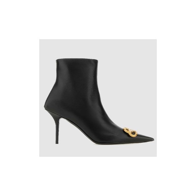 BALENCIAGA 발렌시아가 여성용 부츠 BB 로고 장식 레더 앵클 부츠힐 764445
