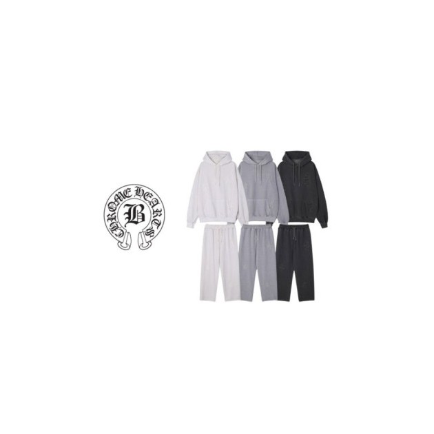 CHROME HEARTS 크롬하츠 피그먼트 후드 스트링 조거세트