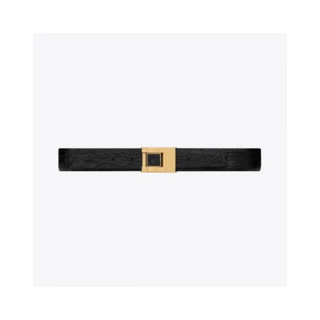 SAINT LAURENT 생로랑 악어 엠보 가죽 버클 협벨트 658518 (30mm) 2COLOR