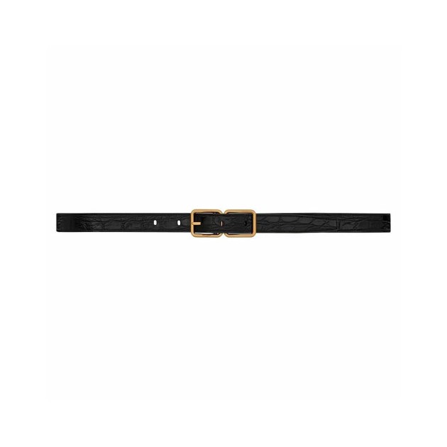 SAINT LAURENT 생로랑 크로커다일 엠보 가죽 더블 버클 협벨트 732557 (20mm)