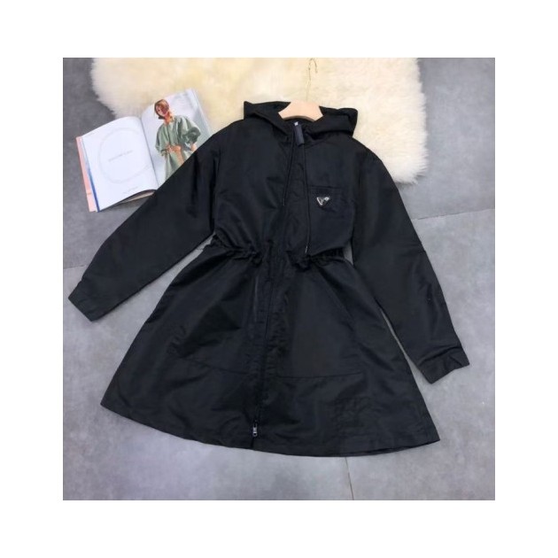 PRADA 프라다 리사이클 나일론 미디 트렌치 바막 자켓