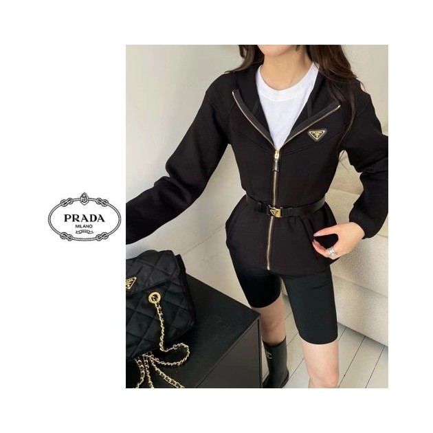 PRADA 프라다 골드패치 집업후드