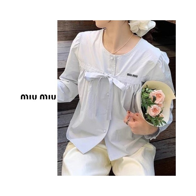 MIUMIU 미우미우 리본 자수 블라우스 3COLOR