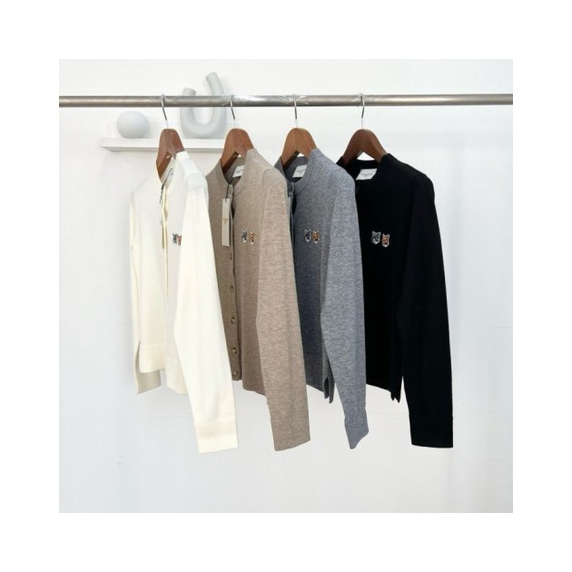 MAISON KITSUNE 메종키츠네 더블폭스헤드 울 라운드 가디건
