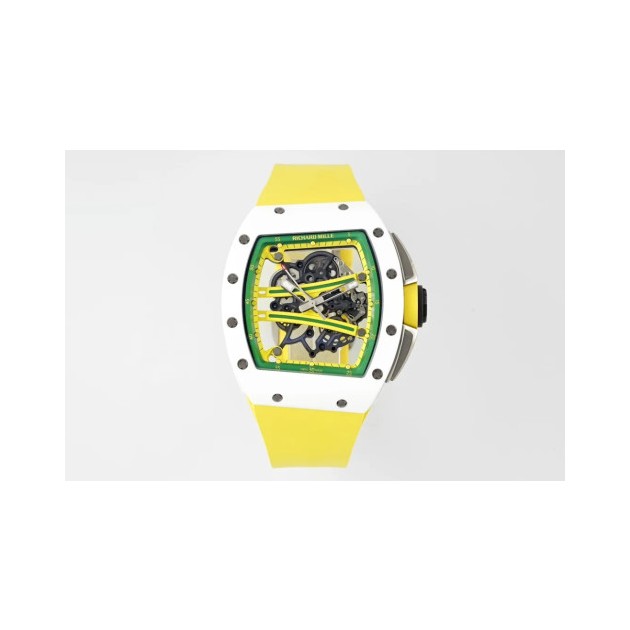 RICHARD MILLE 리차드밀 RM61-01 화이트 세라믹 1:1 베스트 에디션 옐로우 러버 스트랩 RMUL2