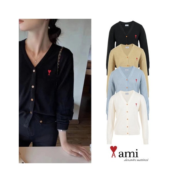 AMI 아미 버튼 니트 가디건