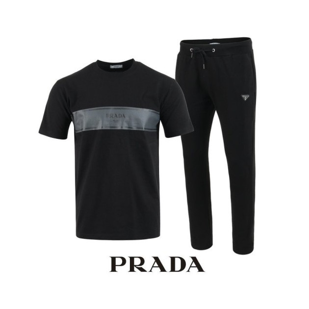 PRADA 프라다 다크 로고 나염 반팔 긴바지 셋트