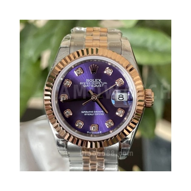 ROLEX 로렉스 레이디 데이저스트 바이올렛 10P 다이얼 로즈골드 콤비 28mm 279171