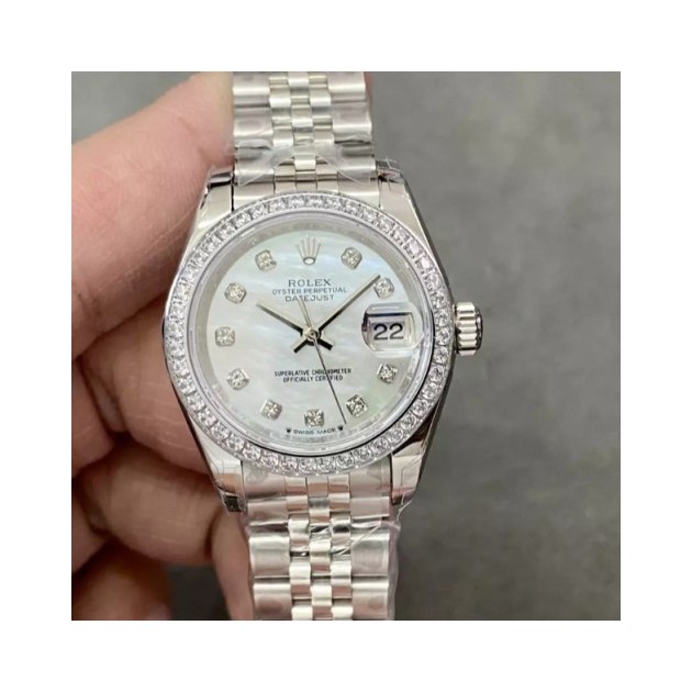 ROLEX 로렉스 레이디 데이저스트 MOP 10P 다이얼 실버 28mm 279173