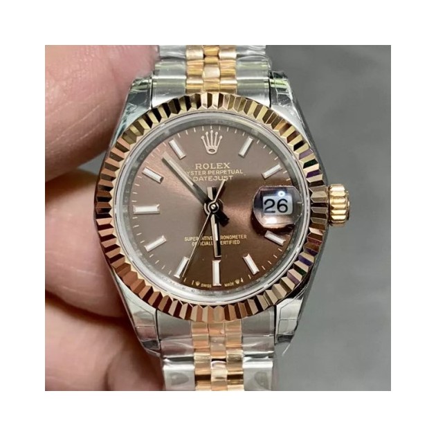 ROLEX 로렉스 레이디 데이저스트 브라운 다이얼 로즈골드 콤비 28mm 279171