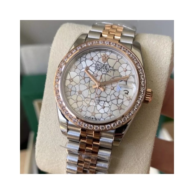 ROLEX 로렉스 여성용 데이저스트 플로럴 다이얼 다이아베젤 콤비 SS/RG 31mm 278381
