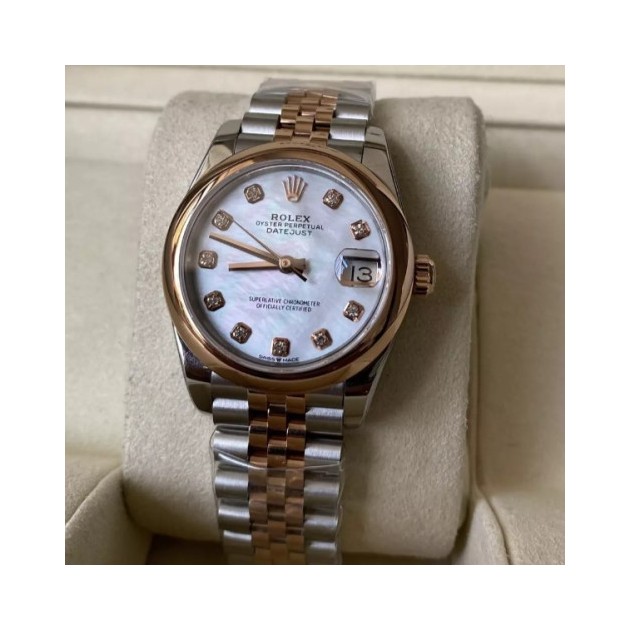 ROLEX 로렉스 여성용 데이저스트 MOP 다이아몬드 다이얼 스무스 베젤 콤비 SS/RG 31mm 278271