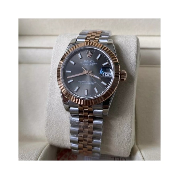 ROLEX 로렉스 여성용 데이저스트 그레이 스티커 마커 다이얼 콤비 SS/RG 31mm 278271