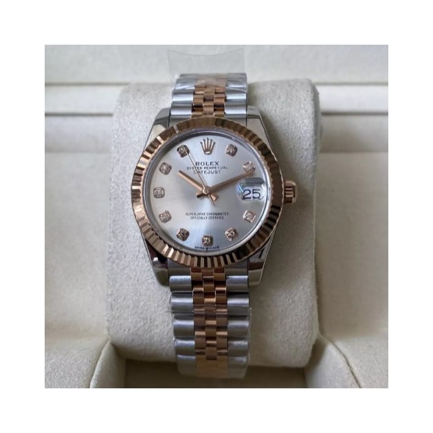 ROLEX 로렉스 여성용 데이저스트 실버 다이아몬드 다이얼 콤비 SS/RG 31mm 278271