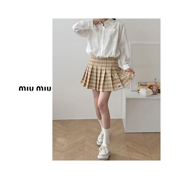 MIUMIU 미우미우 레터링 체크치마바지