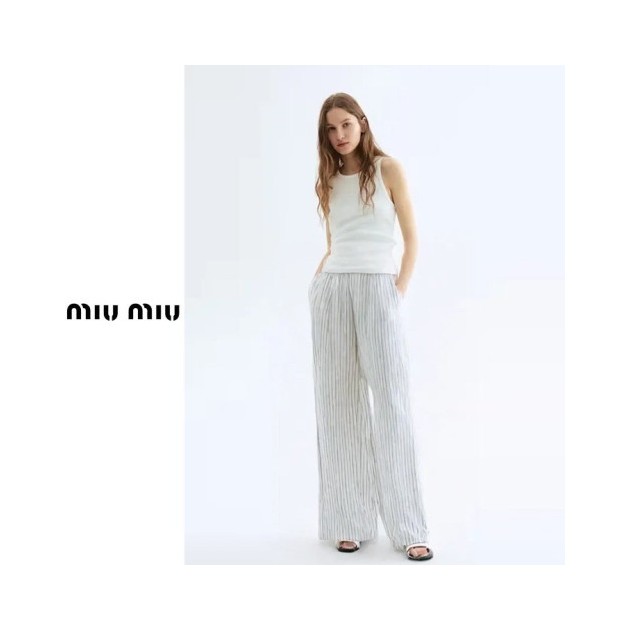 MIUMIU 미우미우 시어서커 와이드 팬츠 2COLOR