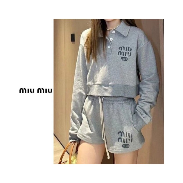 MIUMIU 미우미우 카라 맨투맨 반바지 세트 2COLOR