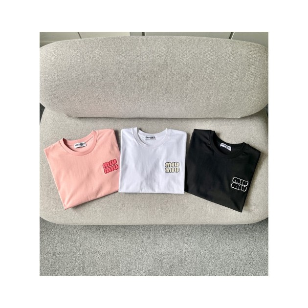 MIUMIU 미우미우 뽀글이자수 티셔츠
