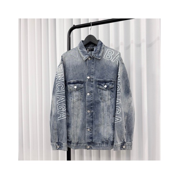 BALENCIAGA 발렌시아가 로고 자수 오버사이즈 데님자켓