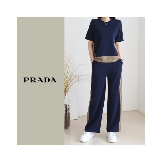 PRADA 프라다 배색반팔 바지셋트 2COLOR